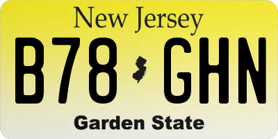NJ license plate B78GHN