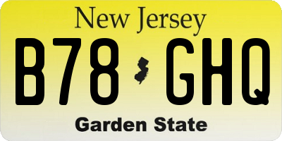 NJ license plate B78GHQ