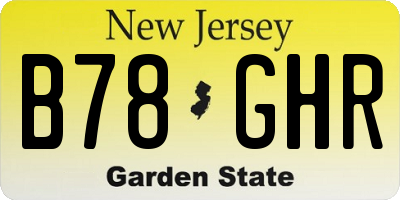 NJ license plate B78GHR