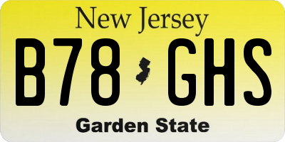 NJ license plate B78GHS
