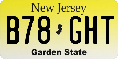 NJ license plate B78GHT