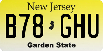 NJ license plate B78GHU