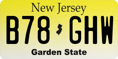 NJ license plate B78GHW