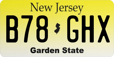 NJ license plate B78GHX