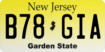 NJ license plate B78GIA