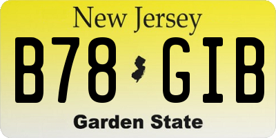 NJ license plate B78GIB