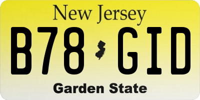 NJ license plate B78GID