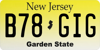 NJ license plate B78GIG