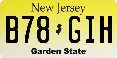 NJ license plate B78GIH