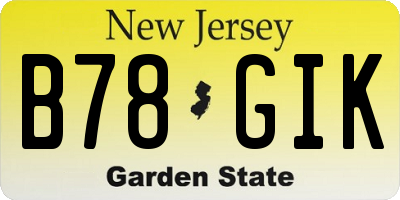 NJ license plate B78GIK