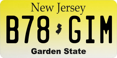 NJ license plate B78GIM