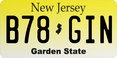 NJ license plate B78GIN