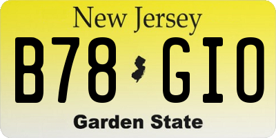 NJ license plate B78GIO