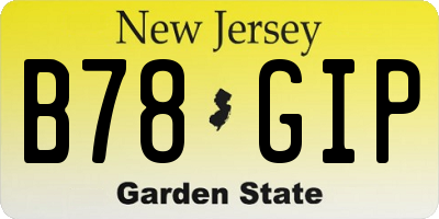 NJ license plate B78GIP