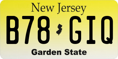 NJ license plate B78GIQ
