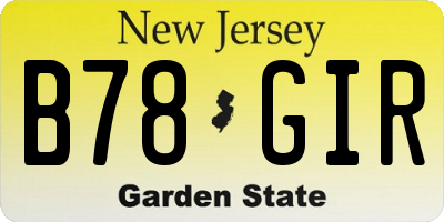 NJ license plate B78GIR