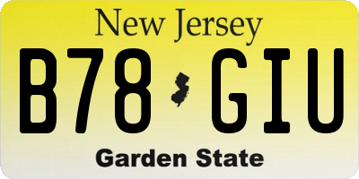 NJ license plate B78GIU