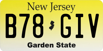 NJ license plate B78GIV