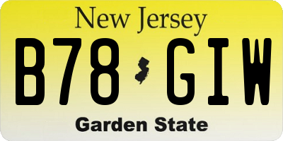 NJ license plate B78GIW