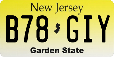 NJ license plate B78GIY