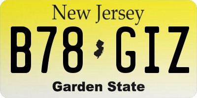 NJ license plate B78GIZ