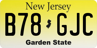NJ license plate B78GJC