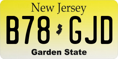 NJ license plate B78GJD