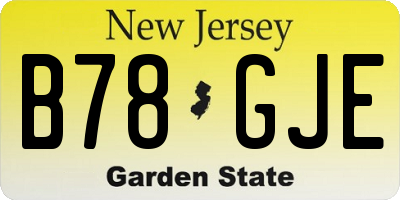 NJ license plate B78GJE