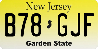 NJ license plate B78GJF