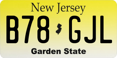 NJ license plate B78GJL