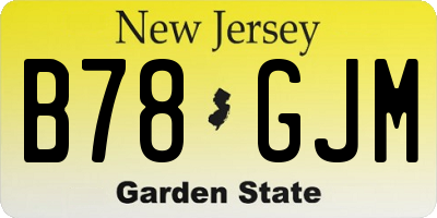 NJ license plate B78GJM