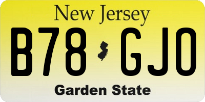 NJ license plate B78GJO