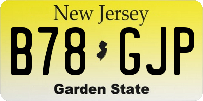 NJ license plate B78GJP