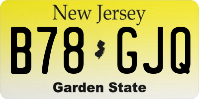 NJ license plate B78GJQ
