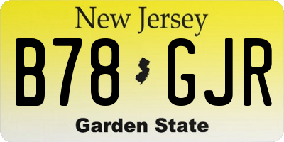 NJ license plate B78GJR
