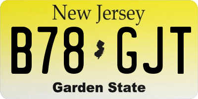 NJ license plate B78GJT