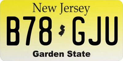 NJ license plate B78GJU