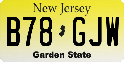 NJ license plate B78GJW