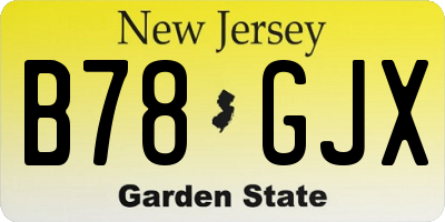 NJ license plate B78GJX