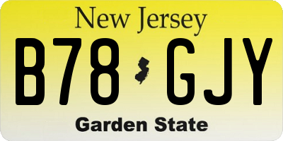 NJ license plate B78GJY