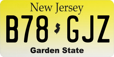 NJ license plate B78GJZ