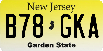 NJ license plate B78GKA