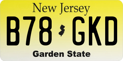 NJ license plate B78GKD