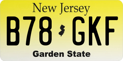 NJ license plate B78GKF