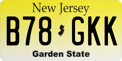 NJ license plate B78GKK