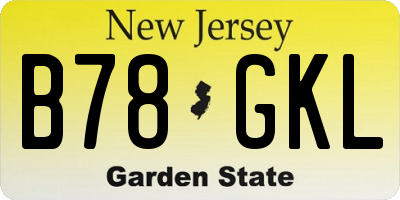 NJ license plate B78GKL
