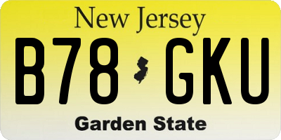NJ license plate B78GKU