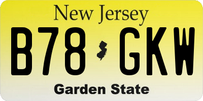 NJ license plate B78GKW