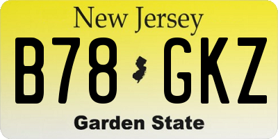 NJ license plate B78GKZ