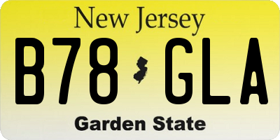 NJ license plate B78GLA